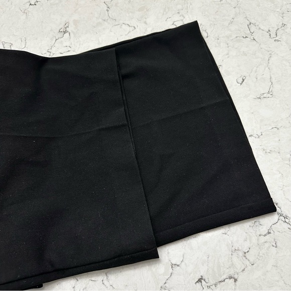 Zara Large Black Dress Pants Wide Leg High Rise White Satin Drawstring Waistband - Picture 5 of 6